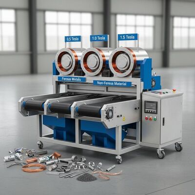 চৌম্বকীয় ক্ষেত্রের শক্তি 0.5 থেকে 1.5 টেসলা ইলেক্ট্রোম্যাগনেটিক বিভাজক স্বয়ংক্রিয় সিস্টেম শিল্প ধাতু এক্সট্রাকশন নিশ্চিত
