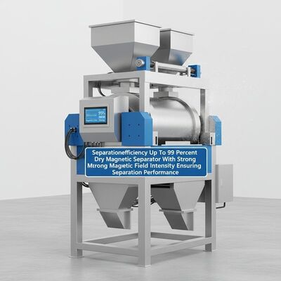 পৃথকীকরণ দক্ষতা ৯৯ শতাংশ পর্যন্ত শক্তিশালী চৌম্বকীয় ক্ষেত্রের তীব্রতার সাথে শুকনো চৌম্বকীয় বিভাজক পৃথকীকরণ কর্মক্ষমতা নিশ্চিত করে